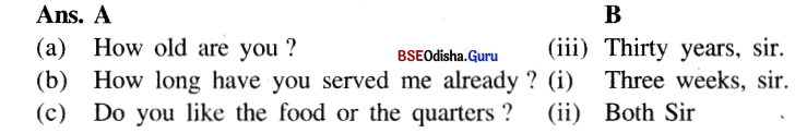 BSE Odisha Class 6 English Solutions Follow-Up Lesson 4 The Three Questions Q.1Ans