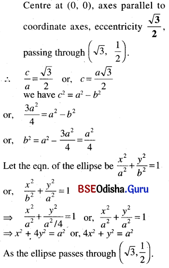 CHSE Odisha Class 11 Math Solutions Chapter 12 Conic Sections Ex 12(b) 11
