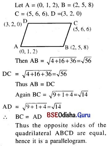 CHSE Odisha Class 11 Math Solutions Chapter 13 Introduction To Three Dimensional Geometry Ex 13 2