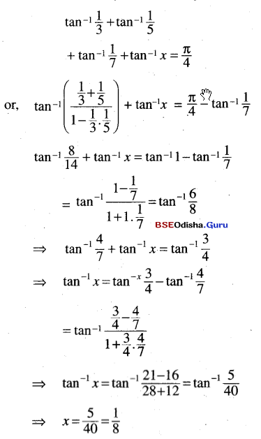 CHSE Odisha Class 12 Math Solutions Chapter 2 Inverse Trigonometric Functions Ex 2 Q.13(2)