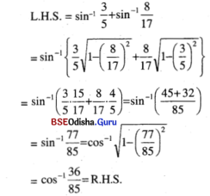 CHSE Odisha Class 12 Math Solutions Chapter 2 Inverse Trigonometric Functions Ex 2 Q.4(1)