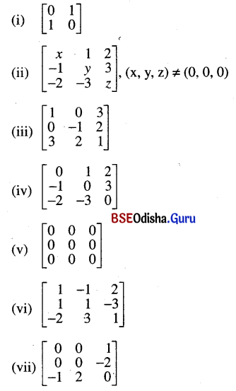 CHSE Odisha Class 12 Math Solutions Chapter 4 Matrices Ex 4(b) Q.1