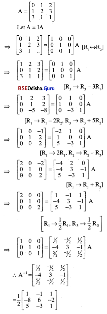 CHSE Odisha Class 12 Math Solutions Chapter 4 Matrices Ex 4(b) Q.12(2)
