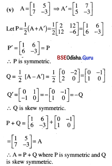 CHSE Odisha Class 12 Math Solutions Chapter 4 Matrices Ex 4(b) Q.9(5)