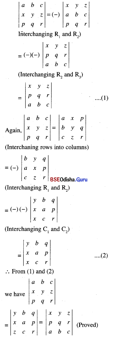 CHSE Odisha Class 12 Math Solutions Chapter 5 Determinants Ex 5(a) Q.9(1)