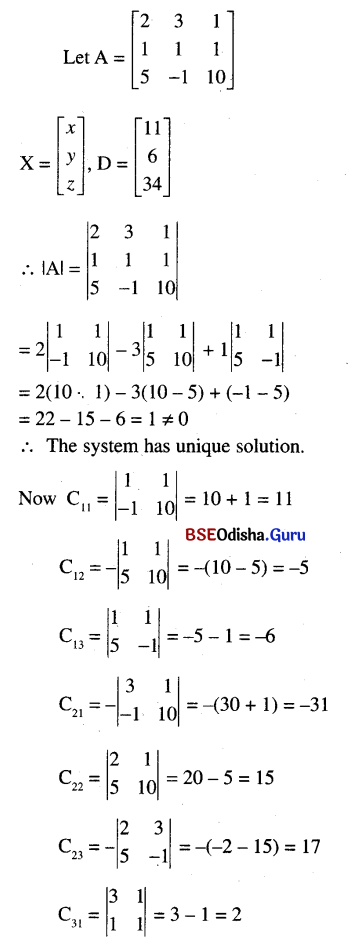 CHSE Odisha Class 12 Math Solutions Chapter 5 Determinants Ex 5(b) Q.8(9)