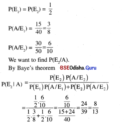 CHSE Odisha Class 12 Math Solutions Chapter 6 Probability Ex 6(c) Q.2