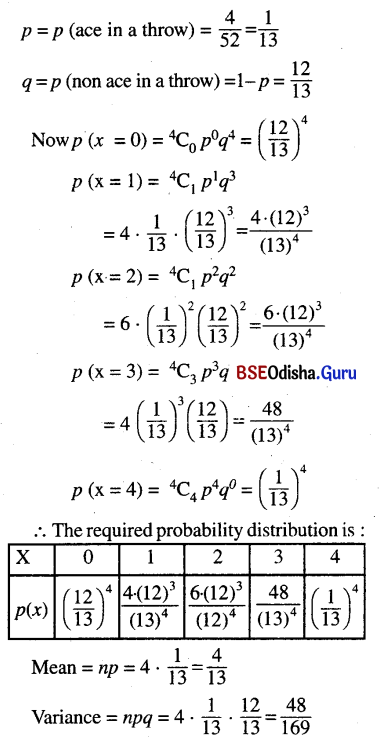 CHSE Odisha Class 12 Math Solutions Chapter 6 Probability Ex 6(d) Q.3