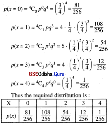 CHSE Odisha Class 12 Math Solutions Chapter 6 Probability Ex 6(d) Q.7