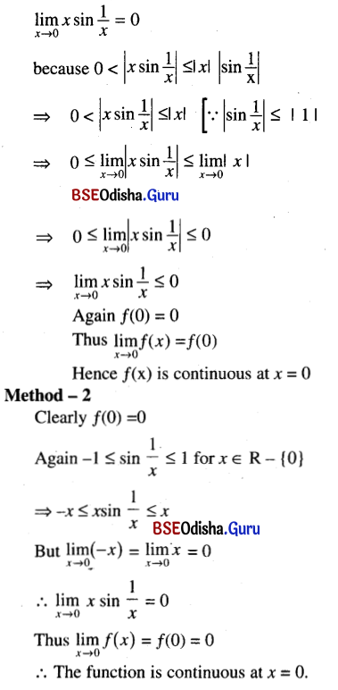 CHSE Odisha Class 12 Math Solutions Chapter 7 Continuity and Differentiability Ex 7(a) Q.1(4)