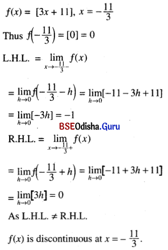 CHSE Odisha Class 12 Math Solutions Chapter 7 Continuity and Differentiability Ex 7(a) Q.1(7)