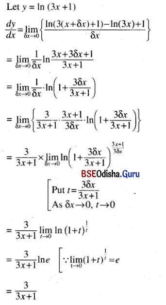 CHSE Odisha Class 12 Math Solutions Chapter 7 Continuity and Differentiability Ex 7(b) Q.3
