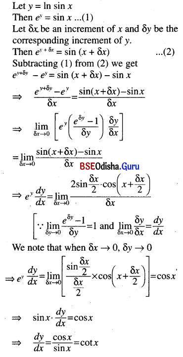 CHSE Odisha Class 12 Math Solutions Chapter 7 Continuity and Differentiability Ex 7(b) Q.5