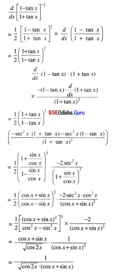 CHSE Odisha Class 12 Math Solutions Chapter 7 Continuity and Differentiability Ex 7(c) Q.30