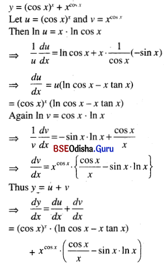 CHSE Odisha Class 12 Math Solutions Chapter 7 Continuity and Differentiability Ex 7(f) Q.10