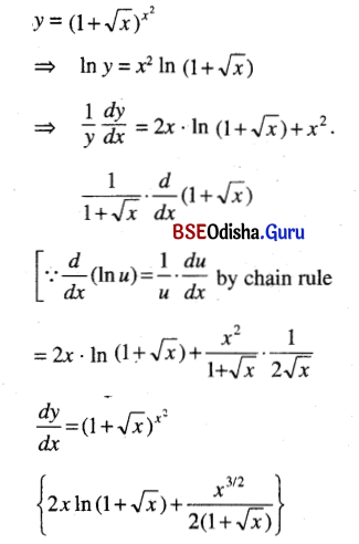 CHSE Odisha Class 12 Math Solutions Chapter 7 Continuity and Differentiability Ex 7(f) Q.6