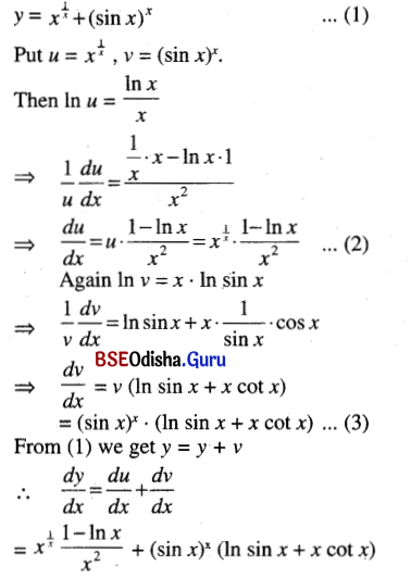 CHSE Odisha Class 12 Math Solutions Chapter 7 Continuity and Differentiability Ex 7(f) Q.9