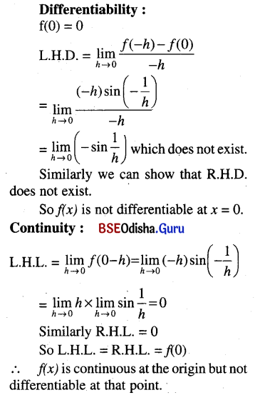 CHSE Odisha Class 12 Math Solutions Chapter 7 Continuity and Differentiability Ex 7(j) Q.7