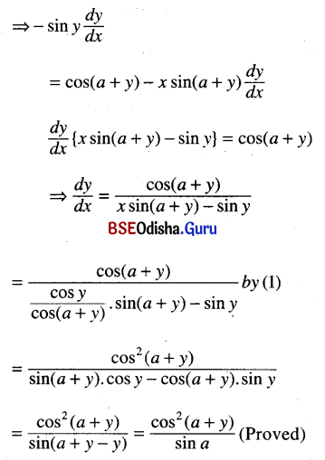 CHSE Odisha Class 12 Math Solutions Chapter 7 Continuity and Differentiability Ex 7(k) Q.11(1)