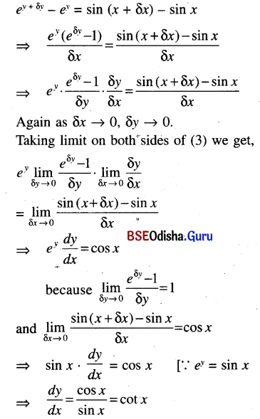 CHSE Odisha Class 12 Math Solutions Chapter 7 Continuity and Differentiability Ex 7(k) Q.3(7)