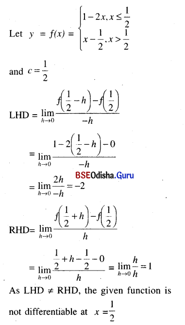 CHSE Odisha Class 12 Math Solutions Chapter 7 Continuity and Differentiability Ex 7(k) Q.4(2)