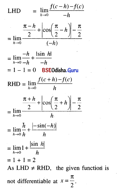 CHSE Odisha Class 12 Math Solutions Chapter 7 Continuity and Differentiability Ex 7(k) Q.4(3)