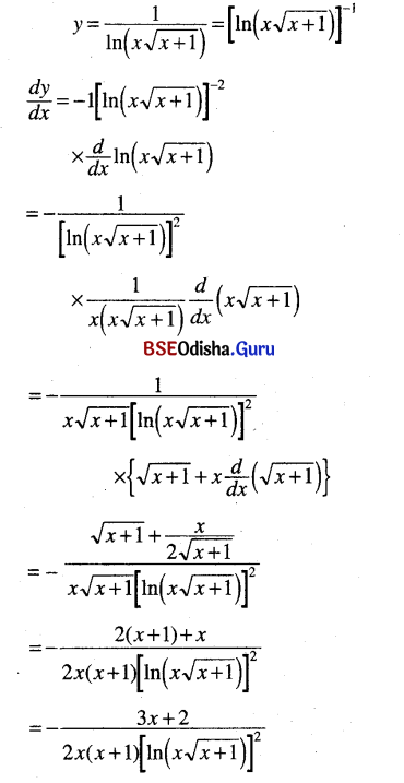 CHSE Odisha Class 12 Math Solutions Chapter 7 Continuity and Differentiability Ex 7(k) Q.5(1)