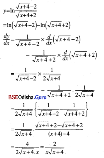 CHSE Odisha Class 12 Math Solutions Chapter 7 Continuity and Differentiability Ex 7(k) Q.5(11)