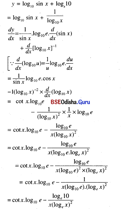 CHSE Odisha Class 12 Math Solutions Chapter 7 Continuity and Differentiability Ex 7(k) Q.5(26)
