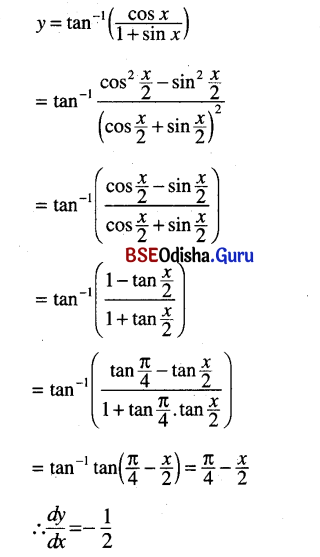 CHSE Odisha Class 12 Math Solutions Chapter 7 Continuity and Differentiability Ex 7(k) Q.6(5)