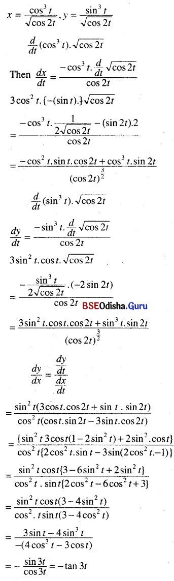 CHSE Odisha Class 12 Math Solutions Chapter 7 Continuity and Differentiability Ex 7(k) Q.9(5)