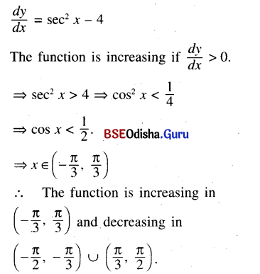 CHSE Odisha Class 12 Math Solutions Chapter 8 Application of Derivatives Ex 8(c) Q.1(11)