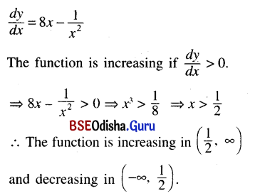 CHSE Odisha Class 12 Math Solutions Chapter 8 Application of Derivatives Ex 8(c) Q.1(8)