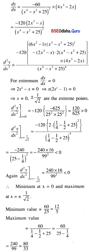 CHSE Odisha Class 12 Math Solutions Chapter 8 Application of Derivatives Ex 8(d) Q.1(6)