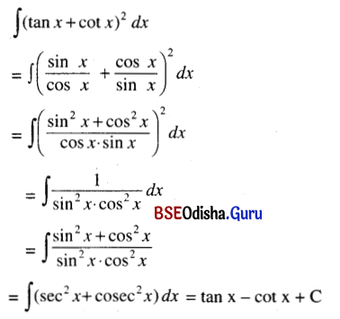 CHSE Odisha Class 12 Math Solutions Chapter 9 Integration Ex 9(a) Q.2(12)