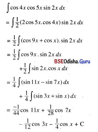 CHSE Odisha Class 12 Math Solutions Chapter 9 Integration Ex 9(c) Q.1(5)