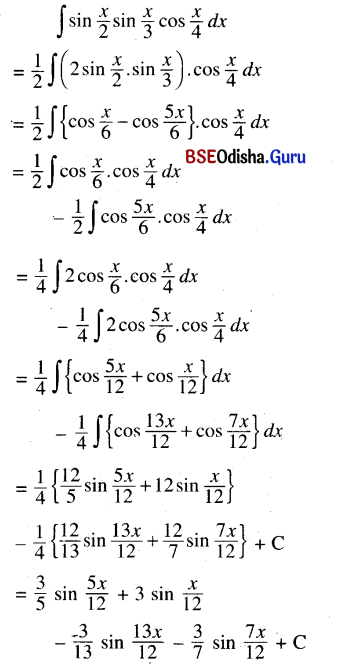 CHSE Odisha Class 12 Math Solutions Chapter 9 Integration Ex 9(c) Q.1(8)