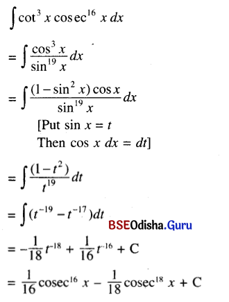 CHSE Odisha Class 12 Math Solutions Chapter 9 Integration Ex 9(c) Q.2(10)