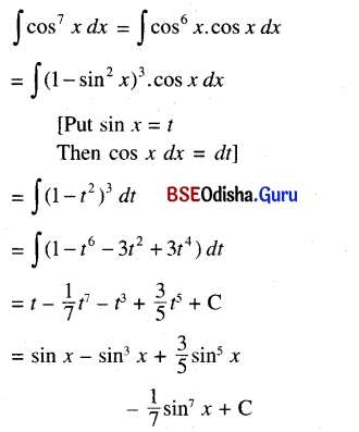CHSE Odisha Class 12 Math Solutions Chapter 9 Integration Ex 9(c) Q.2(5)