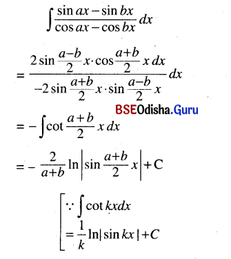 CHSE Odisha Class 12 Math Solutions Chapter 9 Integration Ex 9(c) Q.5(1)