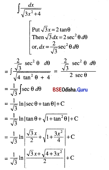 CHSE Odisha Class 12 Math Solutions Chapter 9 Integration Ex 9(d) Q.4(1)