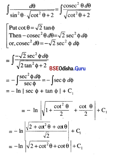 CHSE Odisha Class 12 Math Solutions Chapter 9 Integration Ex 9(d) Q.4(4)