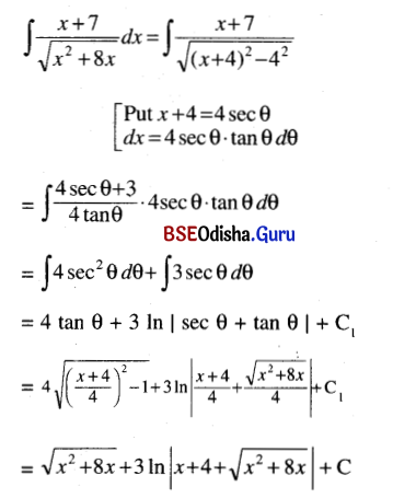 CHSE Odisha Class 12 Math Solutions Chapter 9 Integration Ex 9(d) Q.5(10)