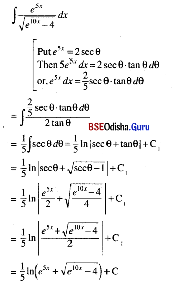 CHSE Odisha Class 12 Math Solutions Chapter 9 Integration Ex 9(d) Q.5(2)