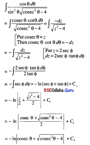 CHSE Odisha Class 12 Math Solutions Chapter 9 Integration Ex 9(d) Q.5(4)