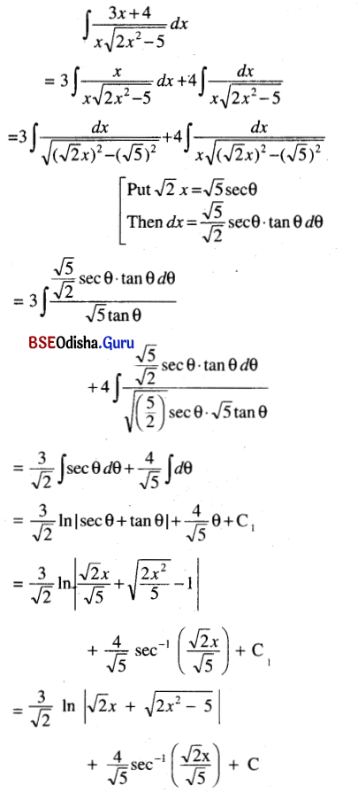 CHSE Odisha Class 12 Math Solutions Chapter 9 Integration Ex 9(d) Q.5(7)