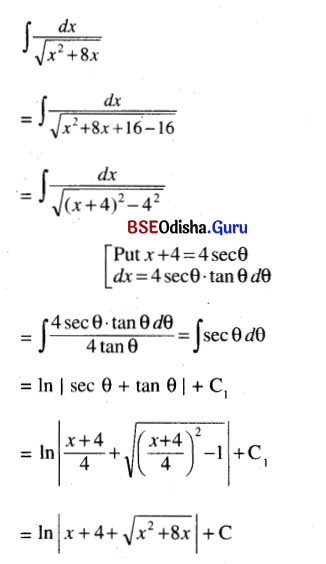 CHSE Odisha Class 12 Math Solutions Chapter 9 Integration Ex 9(d) Q.5(9)