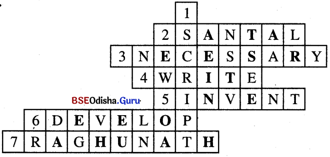 Solve the following word-puzzle. Use the clues given for each word Answer