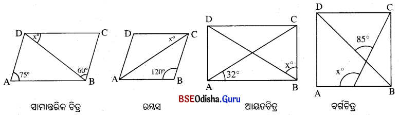 BSE Odisha 9th Class Maths Solutions Geometry Chapter 3 ଚତୁର୍ଭୁଜ Ex 3(b) 1