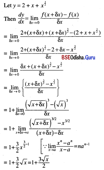 CHSE Odisha Class 11 Math Solutions Chapter 14 Limit and Differentiation Ex 14(e) 2